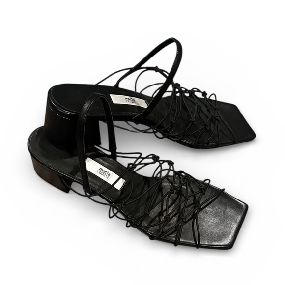 Miista Frida Strappy Sandals Block Heel Square Open Toe Black 40 - Picture 2 of 10
